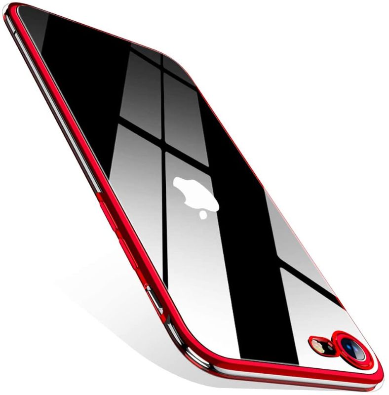 Photo 1 of Compatible with Ultra Thin iPhone SE 2020 Clear Case 4.7inch, CAFELE for iPhone 8 Clear Case [Anti-Yellowing] Flexible Protective Cover for iPhone 8/7 Silicone Case with Red Bumper-Red
