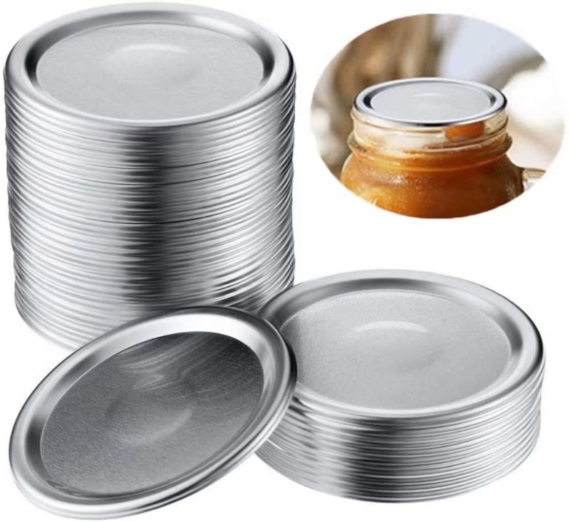 Photo 1 of 24 Pieces Canning Lids,Lids for Regular Mouth Mason Jars,Leak Proof and Secure Canning lids with Silicone Seal,Silver
