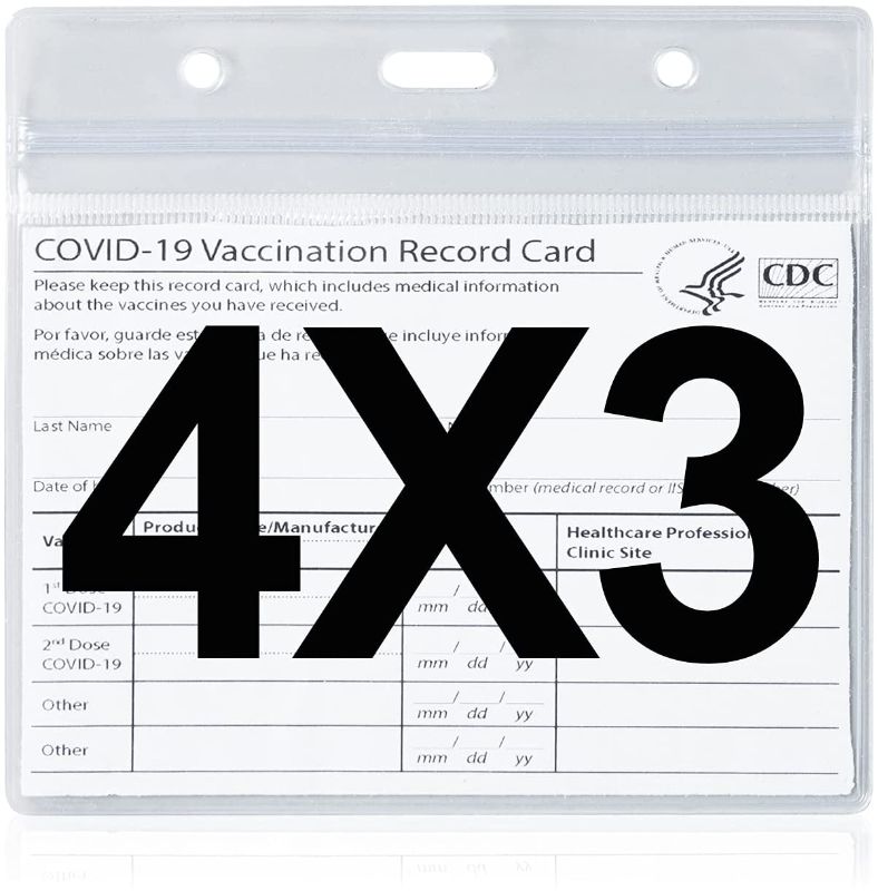 Photo 1 of 4 X 3 Inches CDC Vaccine Card Protector Record Vaccine ID Cards Holder Clear Soft Plastic Sleeve with Waterproof Type Resealable Zip (PCS 5)
