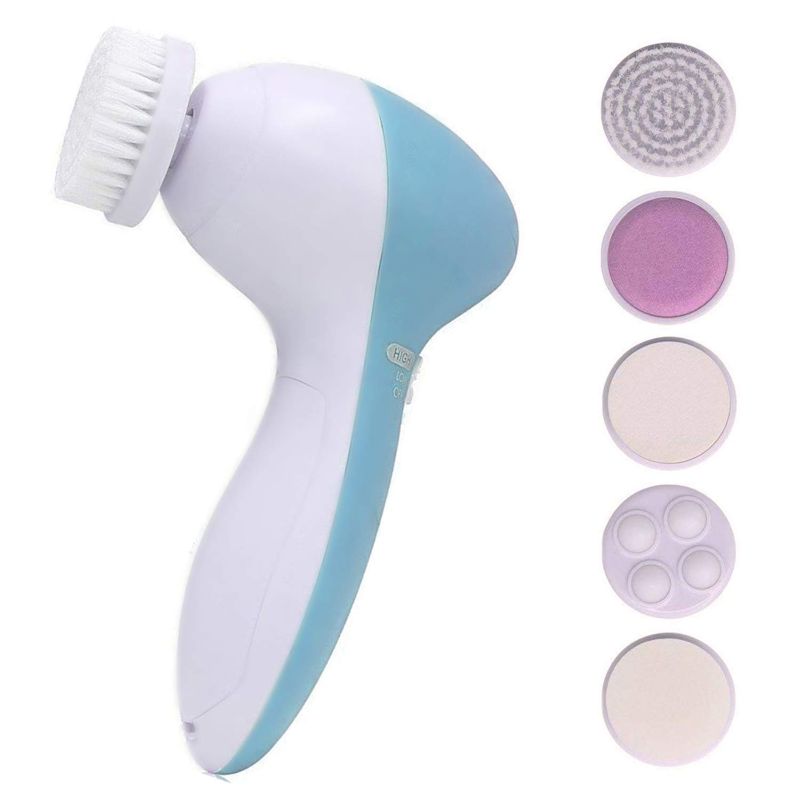 Photo 1 of 5 in 1 Facial cleansing brush- waterproof face spin brush set, deep cleansing, gentle exfoliating, removing blackheads, massaging, face and body (Blue)
