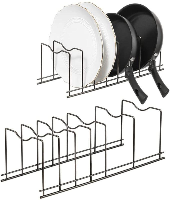 Photo 1 of blitzlabs Pan Lid Holder Pan Lid Organizer Rack Cupboard Organizer Rack, Kitchen Organizer Rack for Plates, Cutting Boards, Bakeware, Cooling, Pots & Pans, Serving Trays, Lids Holder Rack, Set of 2
