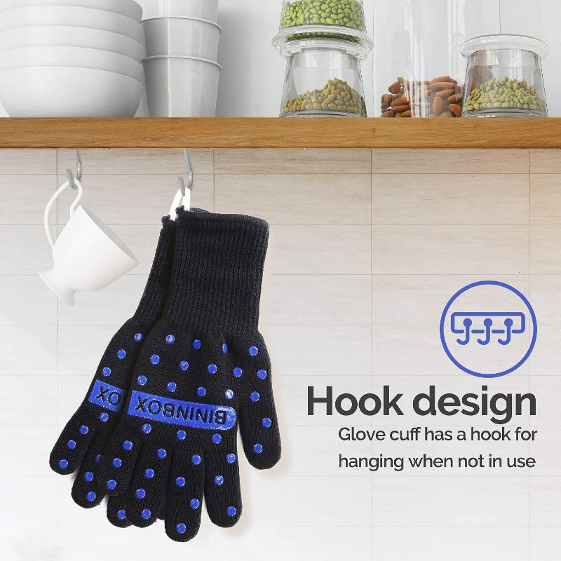 Photo 1 of BBQ Gloves,Oven Gloves1472? Extreme Heat Resistant, Food Grade Kitchen Grill Gloves, Silicone Non-Slip Cooking Gloves for Barbecue, Cooking, Baking, Welding,Cutting
