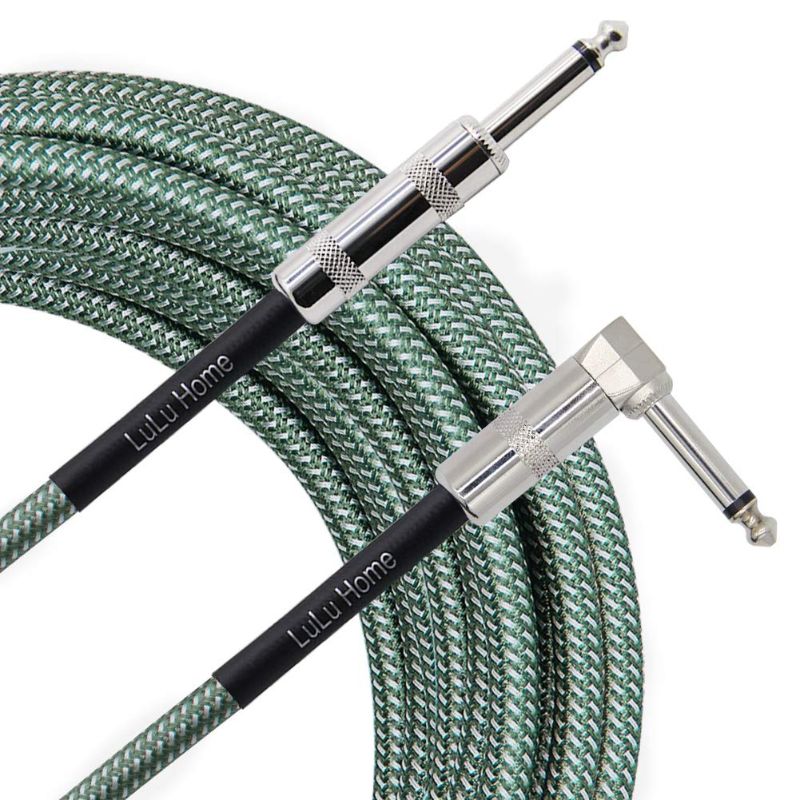 Photo 1 of Lulu Home 20 Feet Guitar Cable, Professional Instrument Cable, Straight 1/4" TS to Right Angle 1/4" TS for Electric Guitar, Bass, Pro Audio, Green
