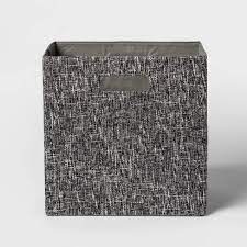 Photo 1 of 13" Fabric Cube Storage Bin Black - Threshold
