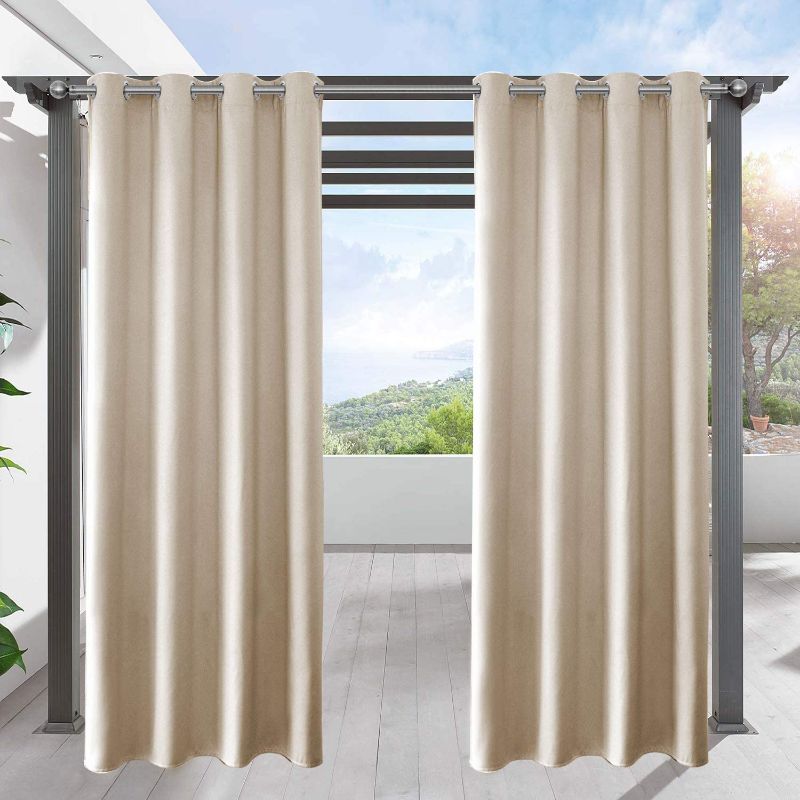 Photo 1 of LIFONDER Blackout Pergola Shade Blind Curtains - Outdoor Patio Privacy Screen Curtain Thermal Insulated Porch Drape for Deck Decor with Grommet Top, Cream Beige, 52" Width by 108" Length,1 Pack
