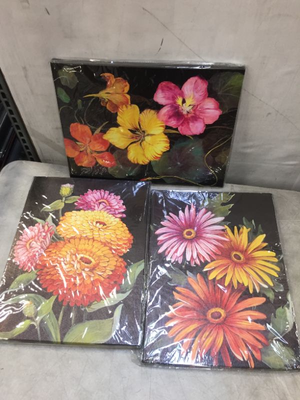 Photo 1 of Canvas Wall Art for Kitchen Wall Decor for Bedroom Modern Family Bathroom Canvas Art Colorful Flowers Pictures Artwork Wall Paintings Ready to Hang Living Room Home Decorations 12" x 16" 3 Pieces
