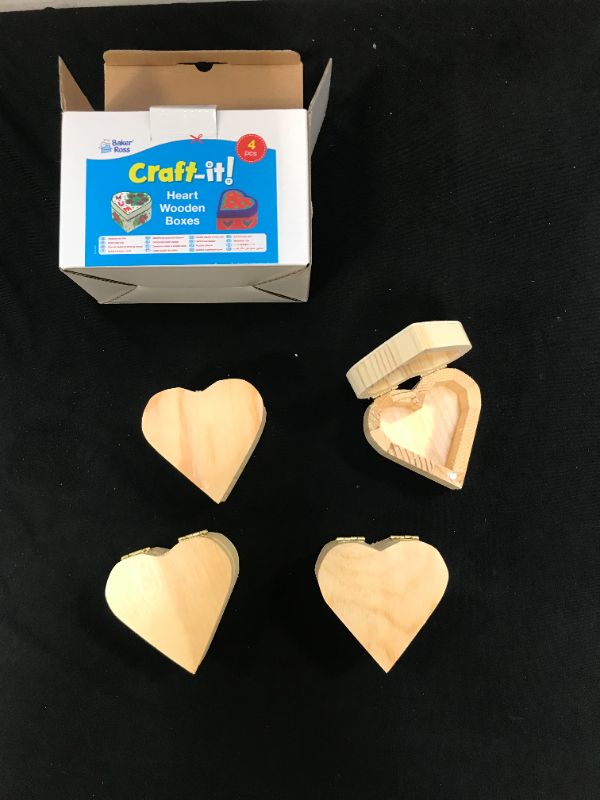 Photo 1 of 4 pcs " craft it " heart wooden boxes 
