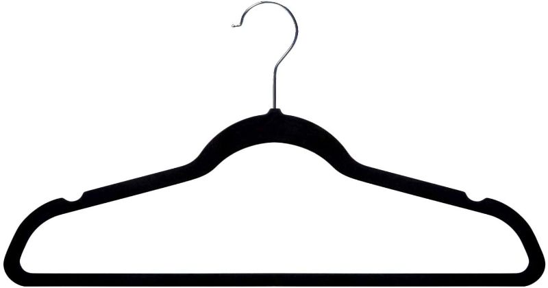 Photo 1 of  Amazon Basics Slim Velvet NonSlip Clothes Suit Hangers BlackSilver  Pack of 100