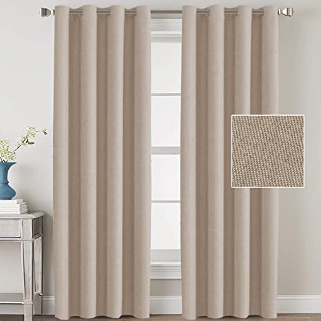 Photo 1 of HVERSAILTEX Linen Blackout Curtains 108 Inches Long 2 Panels Light Taupe