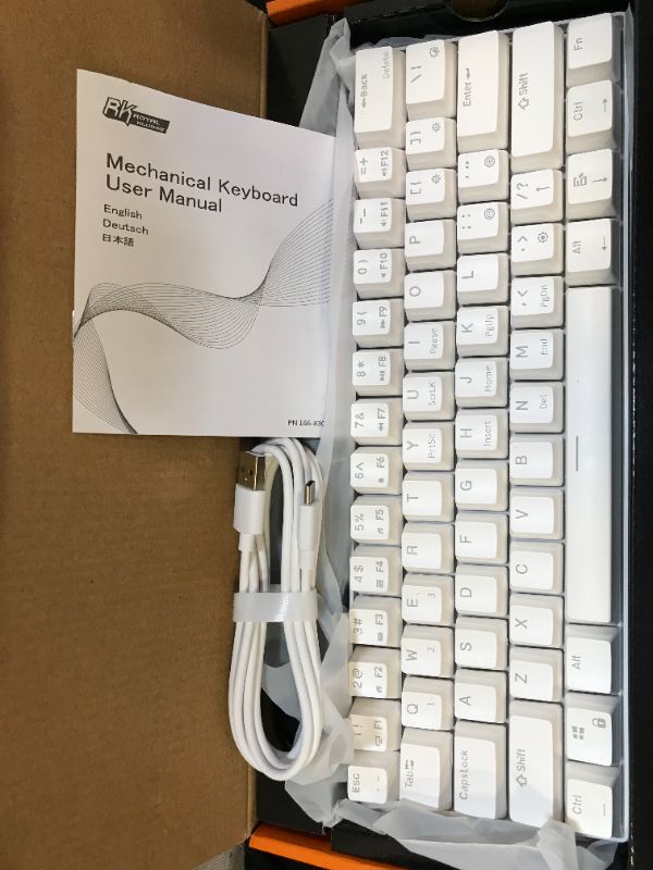 Photo 1 of Royal Kludge RK61 Mechanical Keyboard 61 Keys Bluetooth 5.0 Wired Dual Mode RGB Gaming Keyboard - White Blue Switch
