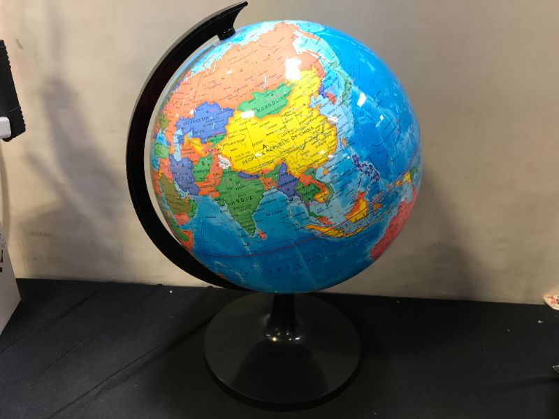 Photo 1 of   Blue Ocean World Globe with Black Base 17 in
