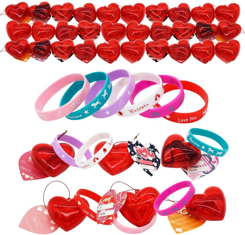 Photo 1 of Kissdream 30 Pcs Kids Valentines Party Favors Set include 30 Silicon Rubber Bands 
