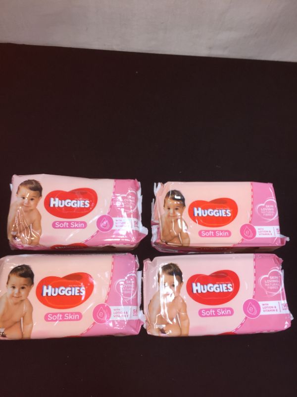 Photo 2 of  HUGGIES SOFT SKIN WIPES ( pack of 4 ) 56 wipes in each pack 