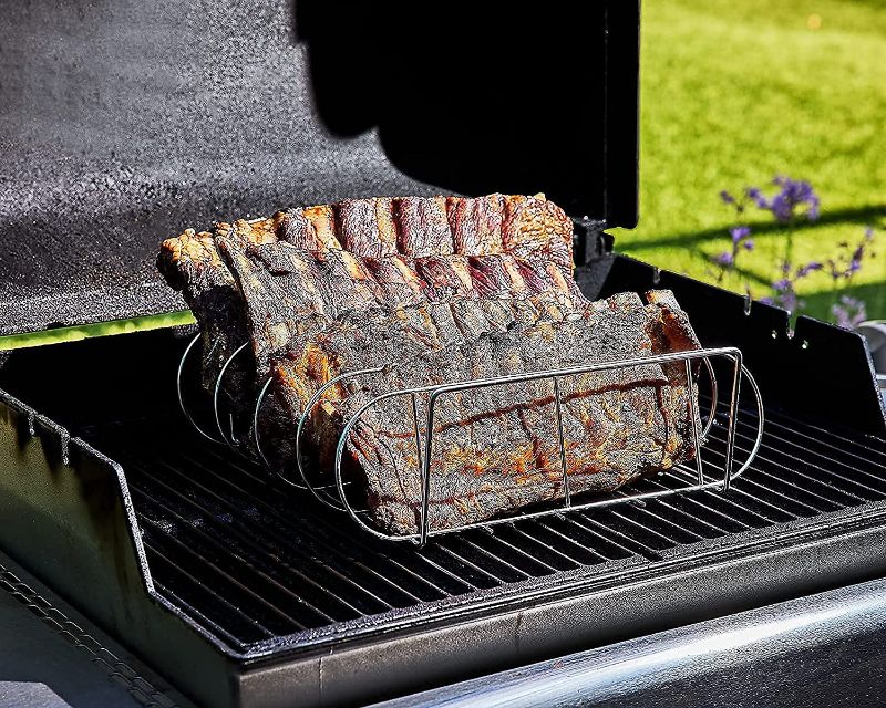 Photo 2 of Extra Long and Wide Beef or Pork Rib Rack for Smoking or Grilling  
