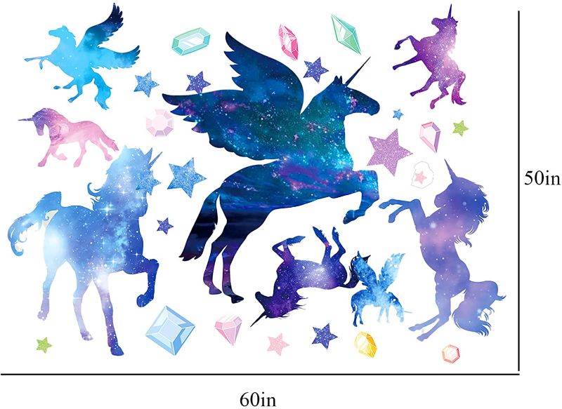 Photo 1 of 5 pack Large Unicorn Wall Decals for Girls Bedroom, Removeable Stickers Decals for Kids Room  