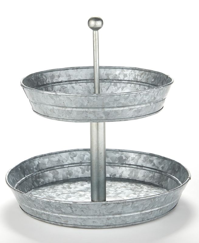 Photo 1 of 3 tier  Galvanized Serving Trays--dented 
