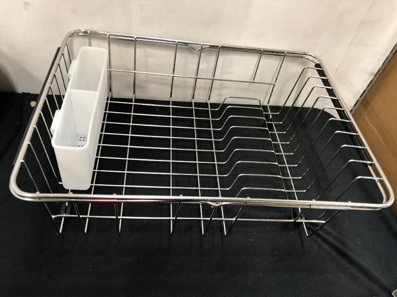 Photo 1 of Dish Rack Drainer with Drip Tray and Cutlery Holder Anti Rust Black Calitek
