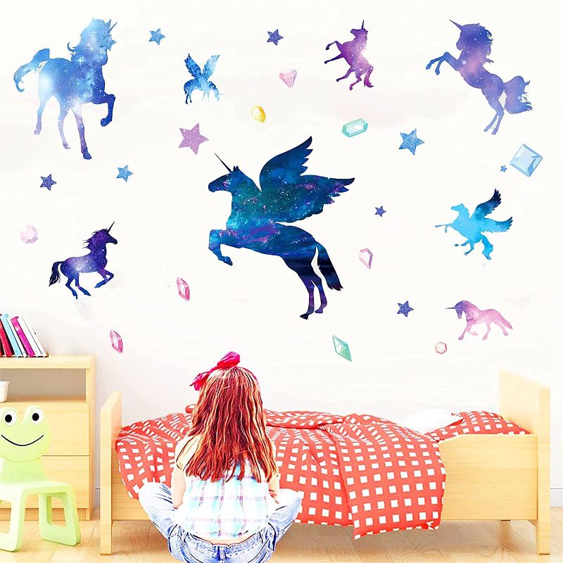 Photo 2 of 3 pack Large Unicorn Wall Decals for Girls Bedroom, Unicorn Decals for Wall Removeable Unicorn Wall Stickers  
