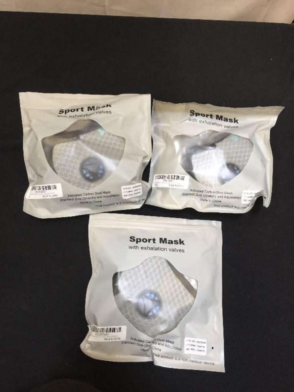Photo 2 of 3 pack sports mask with exhalation valves 