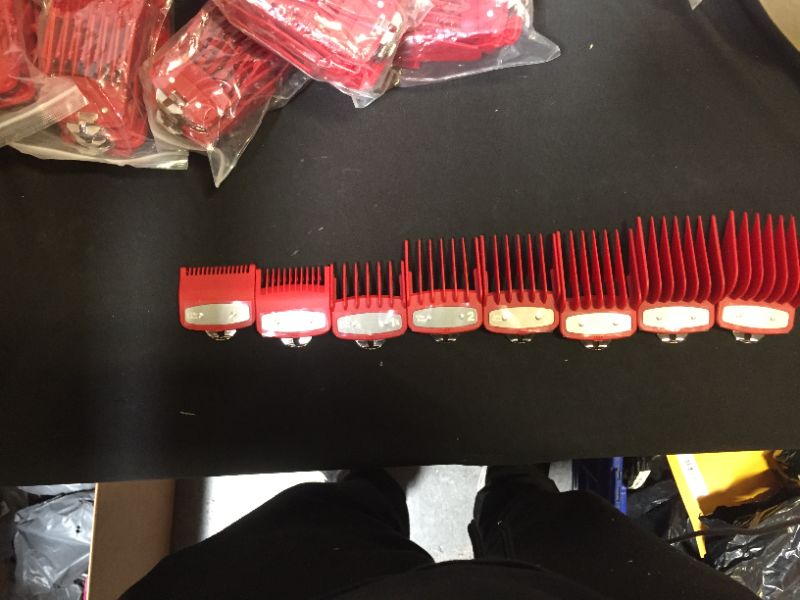 Photo 1 of 2 PK YINKE Clipper Guards Premium for Wahl Clippers Trimmers with Metal Clip - 8 Cutting Lengths from 1/16”to 1”(1.5-25mm) Fits All Full Size Wahl Clippers (pack of 8) (red)