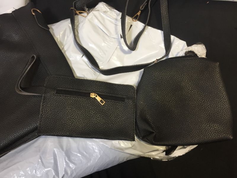 Photo 2 of Black Leatherette 3 Pc Bag Set 