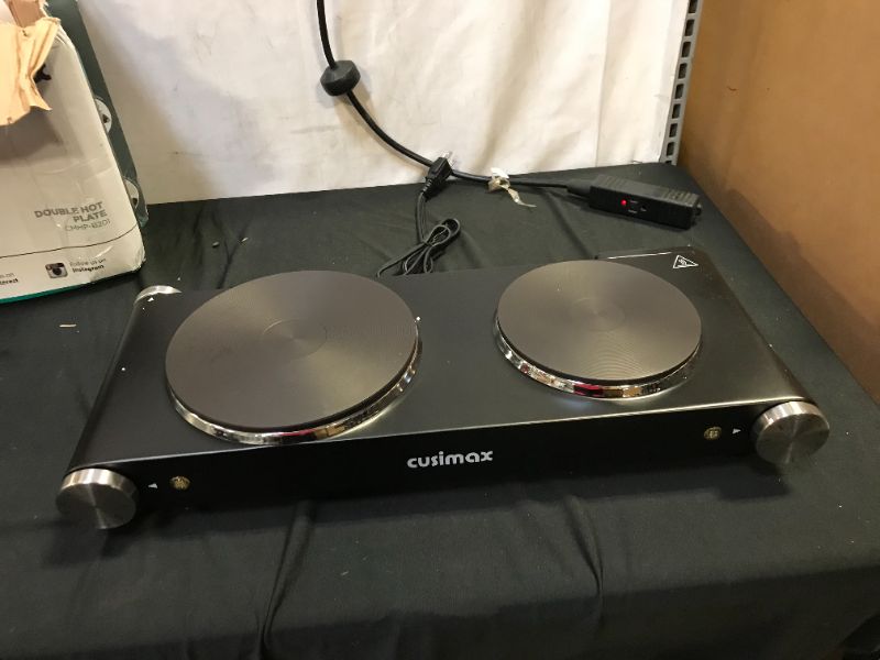 Photo 2 of CUSIMAX 1800W Double Hot Plates Electric Hot Plates, Countertop Burner Hot Plate for Cooking, Portable Electric Double Burner, Black Stainless Steel, Easy to Clean
