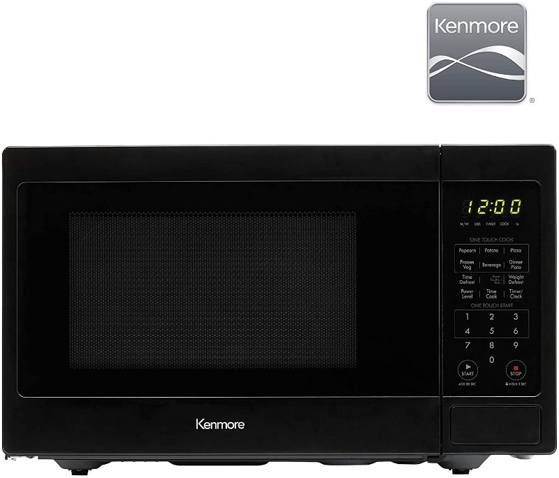 Photo 1 of Kenmore 70929 0.9 cu. ft Small Compact 900 Watts 10 Power Settings, 12 Heating Presets, Removable Turntable, ADA Compliant Countertop Microwave, Black
