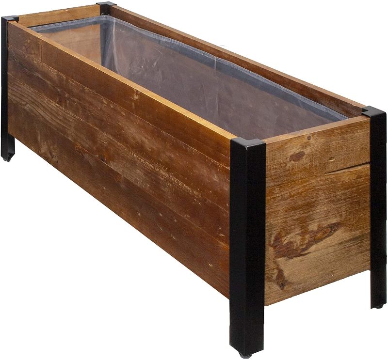 Photo 1 of Amazon Basics Recycled Wood Rectangular Garden Planter - 37” x 13” x 15”
