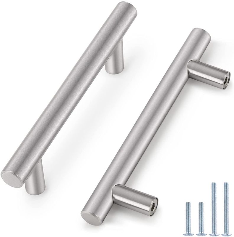 Photo 1 of (40 Pack) Probrico 3-3/4" Hole Centers Euro Bar Cabinet Pulls Stainless Steel Satin Nickel Kitchen Cabinet Handles Drawer Dresser Pulls-6 Inch Overall Length
