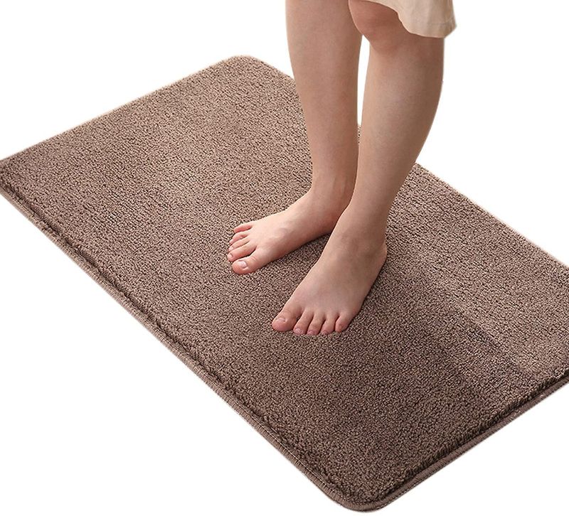 Photo 1 of Brown Bathroom Rugs Non Slip Bath Mat for Bathroom Soft Cozy Shaggy Water Absorbent Bathroom Carpet Microfiber Bathroom Rug Mat for Bathroom Toilet Floor, Quick Dry Washable(20 x 32 inch )
