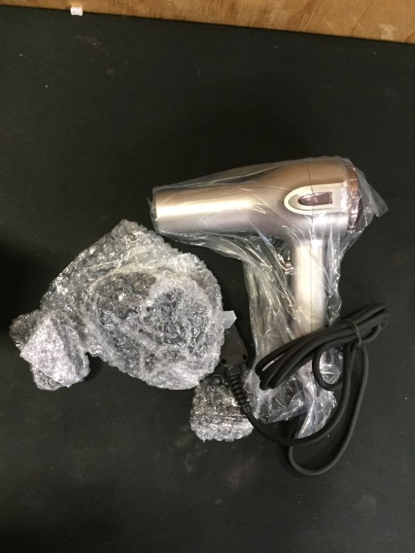 Photo 1 of Professional Salon Ionic Hair Dryer, 1875W Negative Ion BLOW Dryer With Diffuser and 2 Concentrated Nozzle Attachment, Silver Gray

