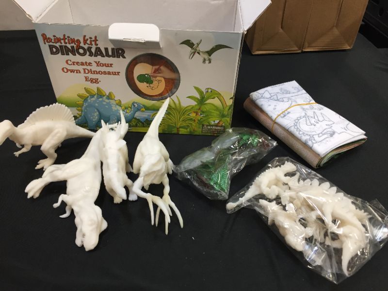 Photo 1 of Kids Crafts Dinosaur Painting Kit by Coastline Craft (Ages 3+) – Paint Your Own Dinosaur Toys Activity Kit w/ Kid-Safe Washable Paint, Brushes, T-Rex, Velociraptor, Triceratops, Stegosaurus and More