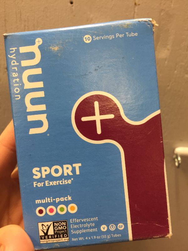 Photo 3 of 
Nuun Sport: Electrolyte Drink Tablets, Citrus Berry Mixed Box, 4 Tubes (40 Servings)
exp 05/2023
(factory sealed)