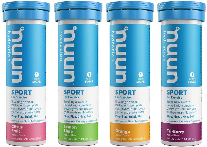 Photo 1 of 
Nuun Sport: Electrolyte Drink Tablets, Citrus Berry Mixed Box, 4 Tubes (40 Servings)
exp 05/2023
(factory sealed)