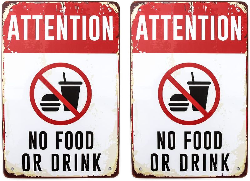 Photo 1 of 
QWORK No Food or Drink Sign, 8x12 Inches Rust-Free for Indoor/Outdoor Use 2 pack 