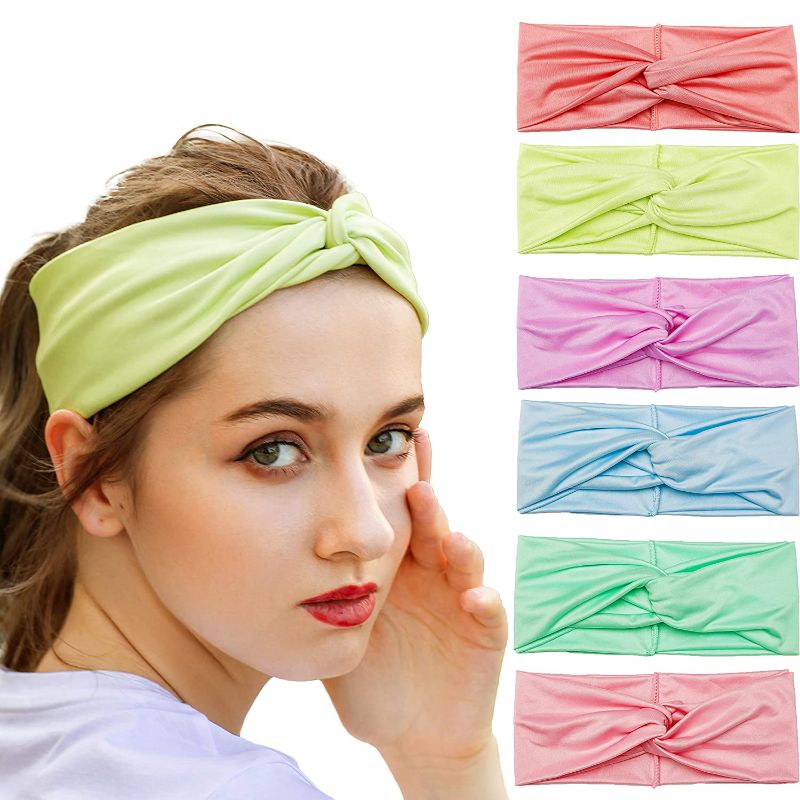 Photo 1 of RINCO Headbands for Women, Sports Yoga Stretch Workout Hair Bands Non Slip Sweat Head bands Fashion Head Wrap for Girl with 6 pcs(Twisted Set 2) pack of 2 