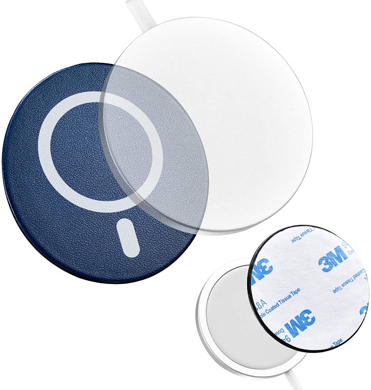 Photo 1 of 2x Magnetic Pad for MagSaf, Make All Phones Support MagSaf Wireless Charging, 3M Sticky Adhesive Built-in Magnetic Ring Compatible for MagSaf & Magnetic Wireless Charger (White)