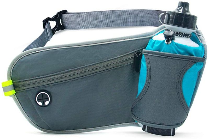 Photo 1 of HLNIAO Running Belt with Water Bottle Holder for Men and Women, Waist Pack Hydration bag work for Outdoor Activities Hiking Running Fitness Cycling Camping Marathon with Headphone Hole Blue
