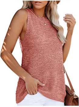 Photo 1 of FERBIA Women High Neck Tank Tops Sleeveless Cute Flowy Casual Tunic Summer Open Back Shirt Cami SIZE SMALL 