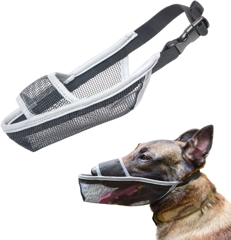 Photo 1 of ***SIZE MEDIUM****LUCKYPAW Dog Muzzle for Small Medium Large Dogs to Prevent Biting Licking and Chewing with Reflective Strip and Air Breathable Mesh