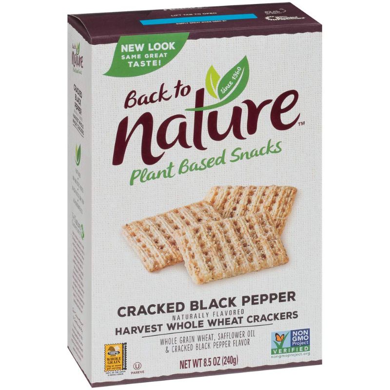 Photo 2 of (3 BOXES)Back to Nature Crackers, Non-GMO Crispy Wheat, 8 Ounce
(1 BOX)Back to Nature Crackers, Non-GMO Cracked Black Pepper Harvest Whole Wheat, 8.5 Ounce
