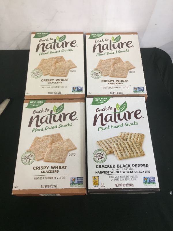 Photo 3 of (3 BOXES)Back to Nature Crackers, Non-GMO Crispy Wheat, 8 Ounce
(1 BOX)Back to Nature Crackers, Non-GMO Cracked Black Pepper Harvest Whole Wheat, 8.5 Ounce
