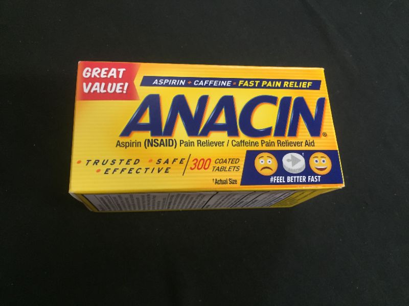 Photo 2 of Anacin Fast Pain Relief, Aspirin + Caffeine Pain Reliever, 300 coated tablets
