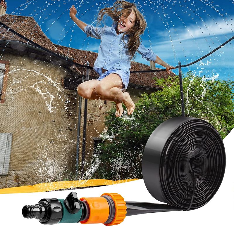 Photo 1 of 2 PACK - Trampoline Sprinkler for Kids Heavy Duty Trampoline Sprinkler Waterpark Summer Fun Outdoor Water Games Yard Toys Sprinklers Backyard Water Park Trampoline Accessories for Boys Girls and Adults 39 FT
