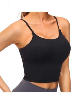 Photo 1 of YADIFEN Women Padded Crop Top Longline Yoga Tank Top Workout Sports Bra Fitness Running Camisole Medium