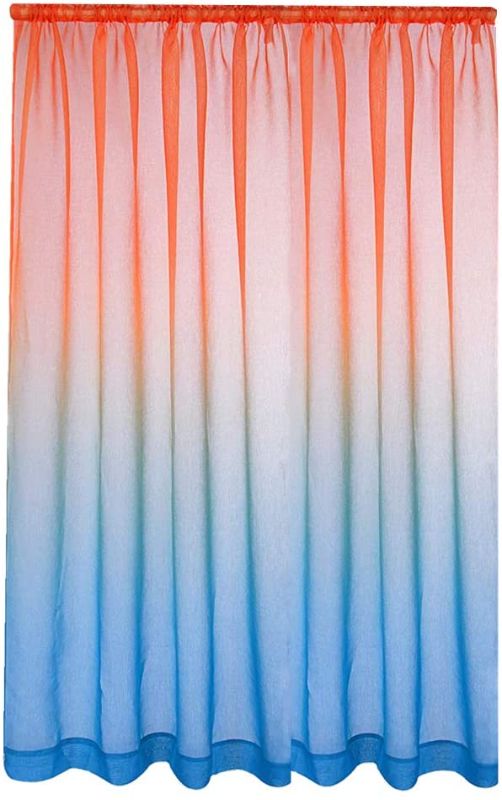 Photo 1 of CGYH Gradient Curtain Sheer 78 Inches Length Orange and Blue Rod Pocket Voile Drape for Sliding Glass Door Window Tulle Curtains for Living Room, 1 Panel W39 x L78 inch
