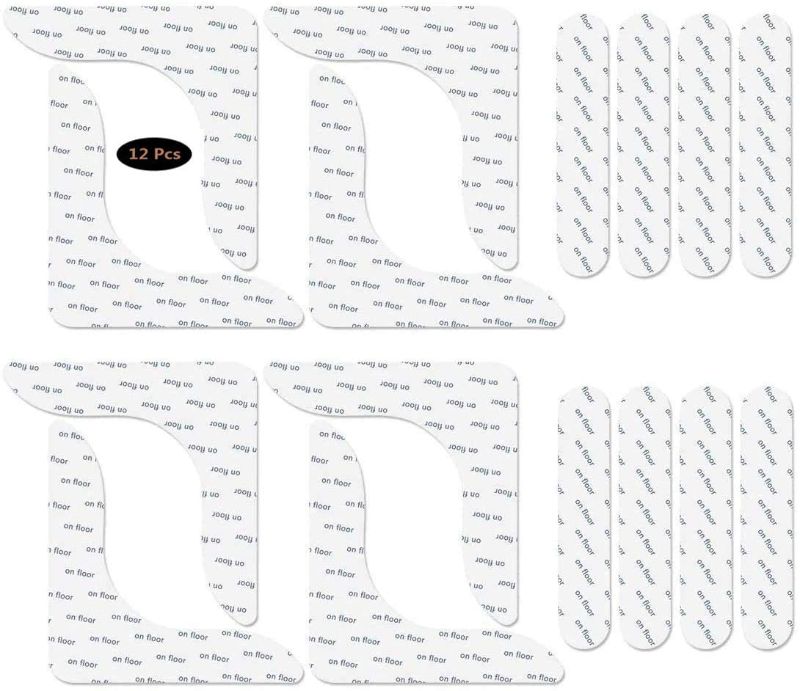 Photo 1 of 12 Pcs Rug Grippers, Anti Curling Rug Gripper with Super Stickiness for Carpet, Reusable Non Slip Rug Pad Area Rug Gripper Pad for Hardwood or Tile Floors (White)
