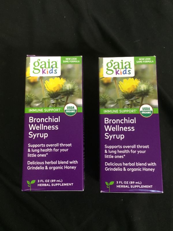 Photo 1 of Bronchial Wellness for Kids with Honey & Lemon 3 Oz by Gaia Herbs 2 Pack EXP Mar-30-22
