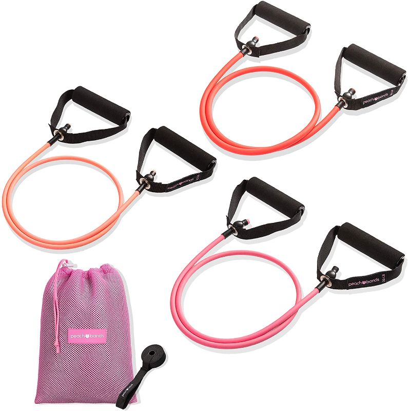 Photo 1 of Peach Bands Resistance Tube Bands Set - Exercise Bands with Handles, Door Anchor and Workout Guide
