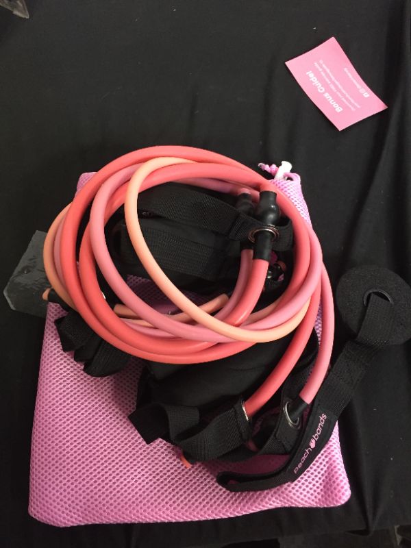 Photo 2 of Peach Bands Resistance Tube Bands Set - Exercise Bands with Handles, Door Anchor and Workout Guide
